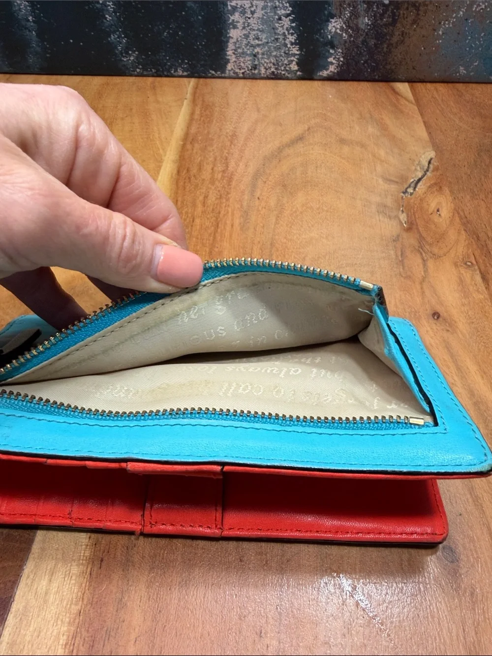 Kate Spade Dopamine Dressing Colorblock Leather Wallet w/Storybook‎ Lining- Fair